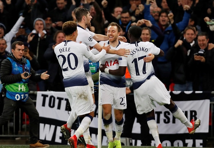 Tottenham's Christian Eriksen scores the only goal of the match against Inter in the Champions League