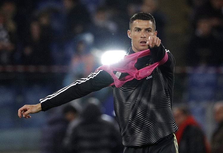 Cristiano Ronaldo warms up prior to the start of the Serie A soccer match