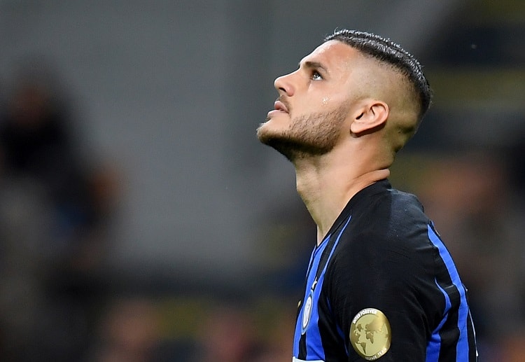 Inter striker Mauro Icardi in deep focus as he prepares for their battle against Napoli