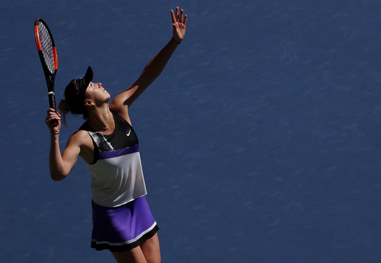 Elina Svitolina serves the ball against Johanna Konta during the quarterfinals of the US Open