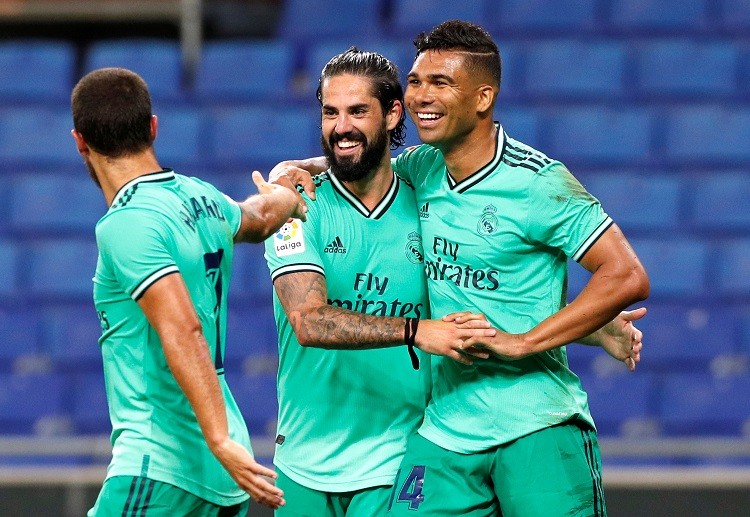 Casemiro celebrates after his strike gives Real Madrid a La Liga win against Espanyol