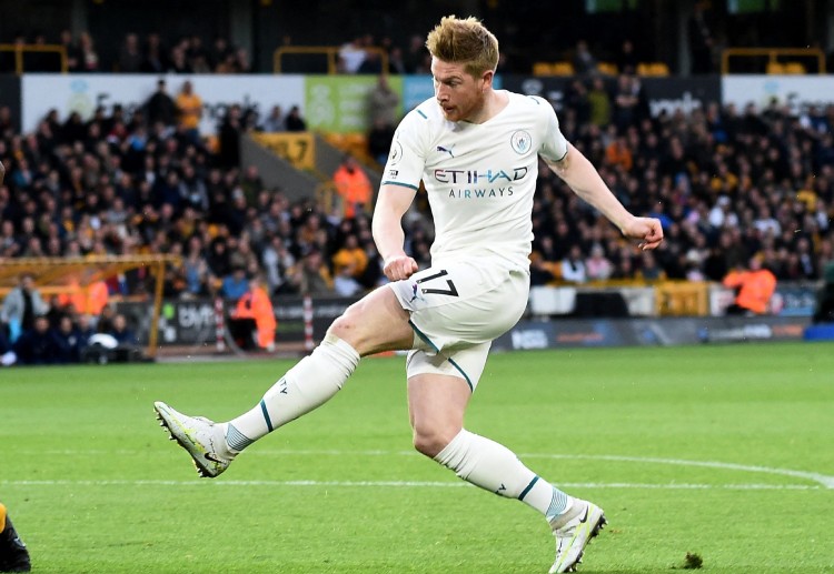 Manchester City's Kevin De Bruyne scored 15 goals in the Premier League 2021-22