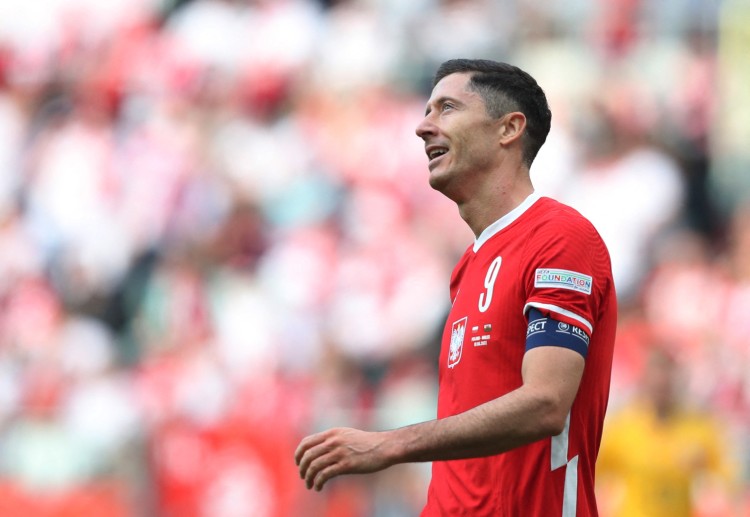 Robert Lewandowski prepares as Poland clash against Belgium in UEFA Nations League