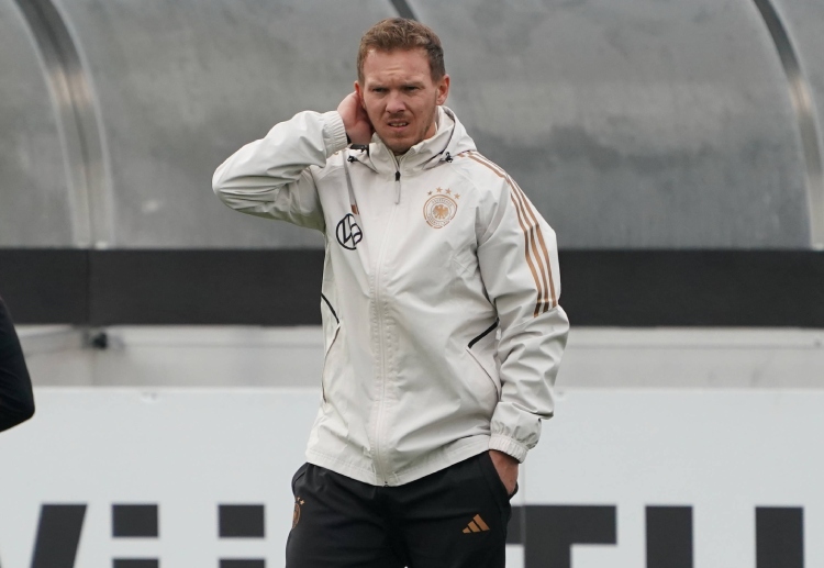 Julian Nagelsmann of Germany welcomes Turkey in their International Friendly match at the Olympiastadion