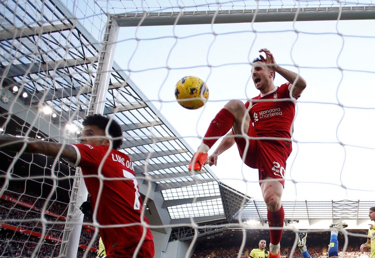 Diogo Jota has scored Liverpool's opening goal during Premier League match against Burnley